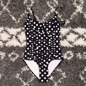 NWT Women’s Black and White Polka Dot Swimwear One Piece Swimsuit - S